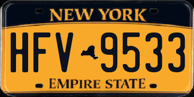 NY license plate HFV9533