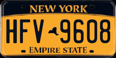NY license plate HFV9608