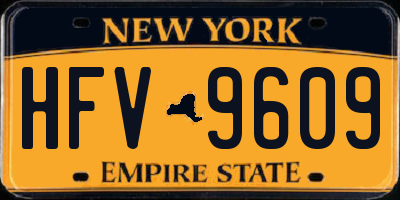 NY license plate HFV9609