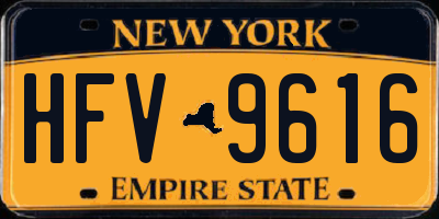 NY license plate HFV9616