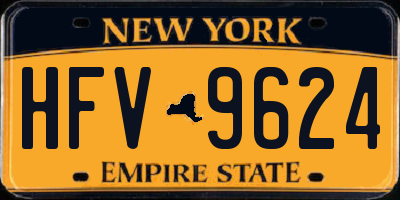 NY license plate HFV9624