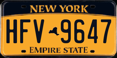 NY license plate HFV9647