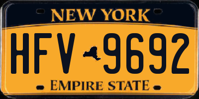NY license plate HFV9692
