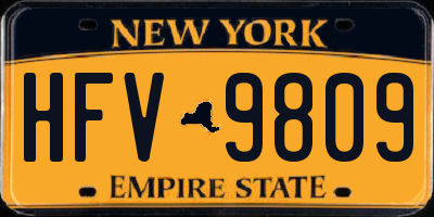 NY license plate HFV9809