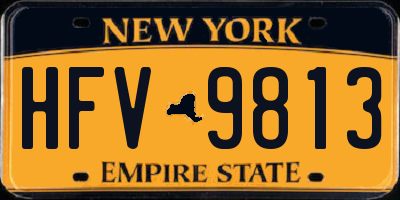 NY license plate HFV9813