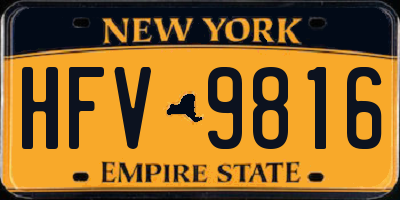 NY license plate HFV9816