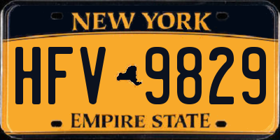 NY license plate HFV9829