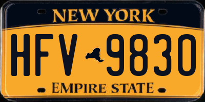 NY license plate HFV9830