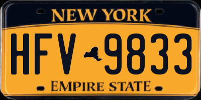 NY license plate HFV9833