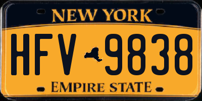 NY license plate HFV9838