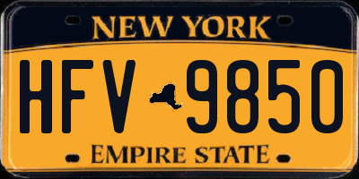 NY license plate HFV9850