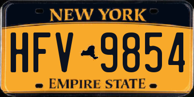 NY license plate HFV9854