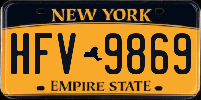 NY license plate HFV9869