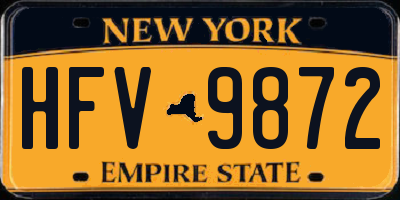 NY license plate HFV9872