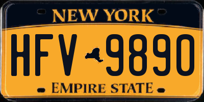 NY license plate HFV9890
