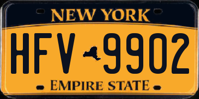 NY license plate HFV9902