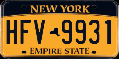 NY license plate HFV9931