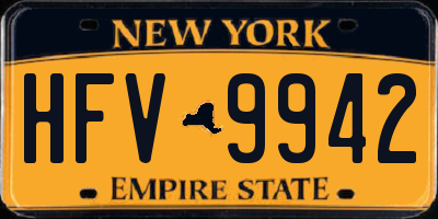 NY license plate HFV9942