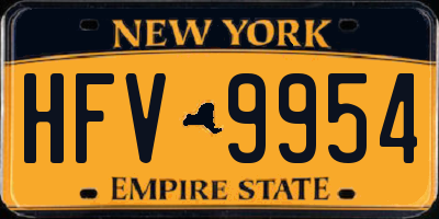 NY license plate HFV9954