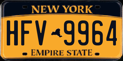 NY license plate HFV9964
