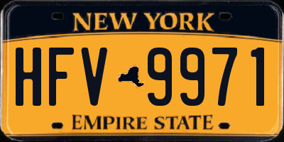 NY license plate HFV9971