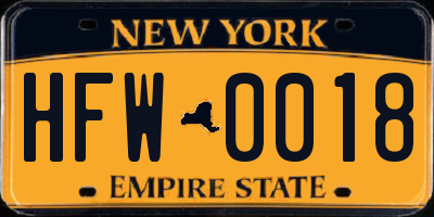 NY license plate HFW0018