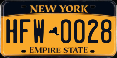 NY license plate HFW0028