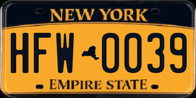 NY license plate HFW0039