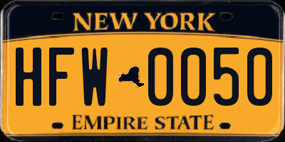 NY license plate HFW0050