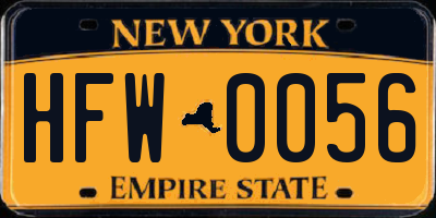 NY license plate HFW0056