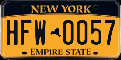 NY license plate HFW0057