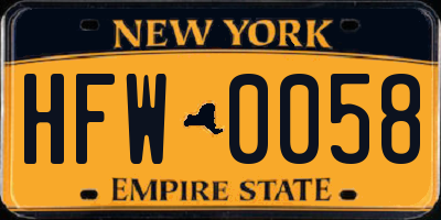NY license plate HFW0058