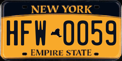 NY license plate HFW0059