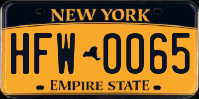 NY license plate HFW0065