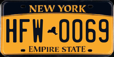 NY license plate HFW0069