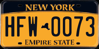 NY license plate HFW0073