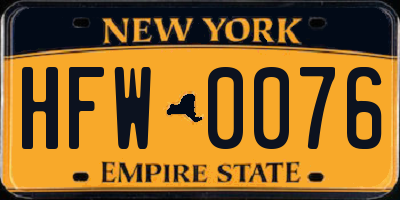 NY license plate HFW0076