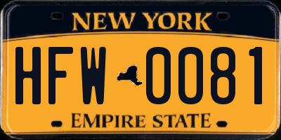 NY license plate HFW0081