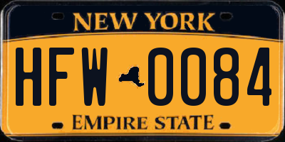 NY license plate HFW0084
