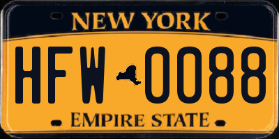NY license plate HFW0088