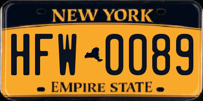 NY license plate HFW0089