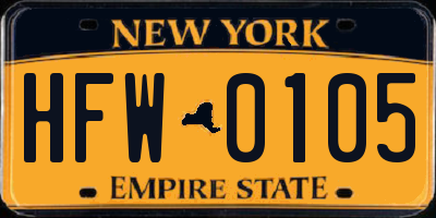NY license plate HFW0105