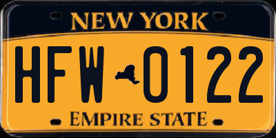 NY license plate HFW0122