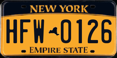 NY license plate HFW0126