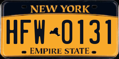 NY license plate HFW0131