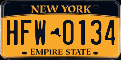 NY license plate HFW0134