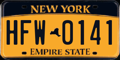 NY license plate HFW0141
