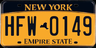 NY license plate HFW0149