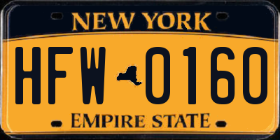NY license plate HFW0160