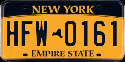 NY license plate HFW0161